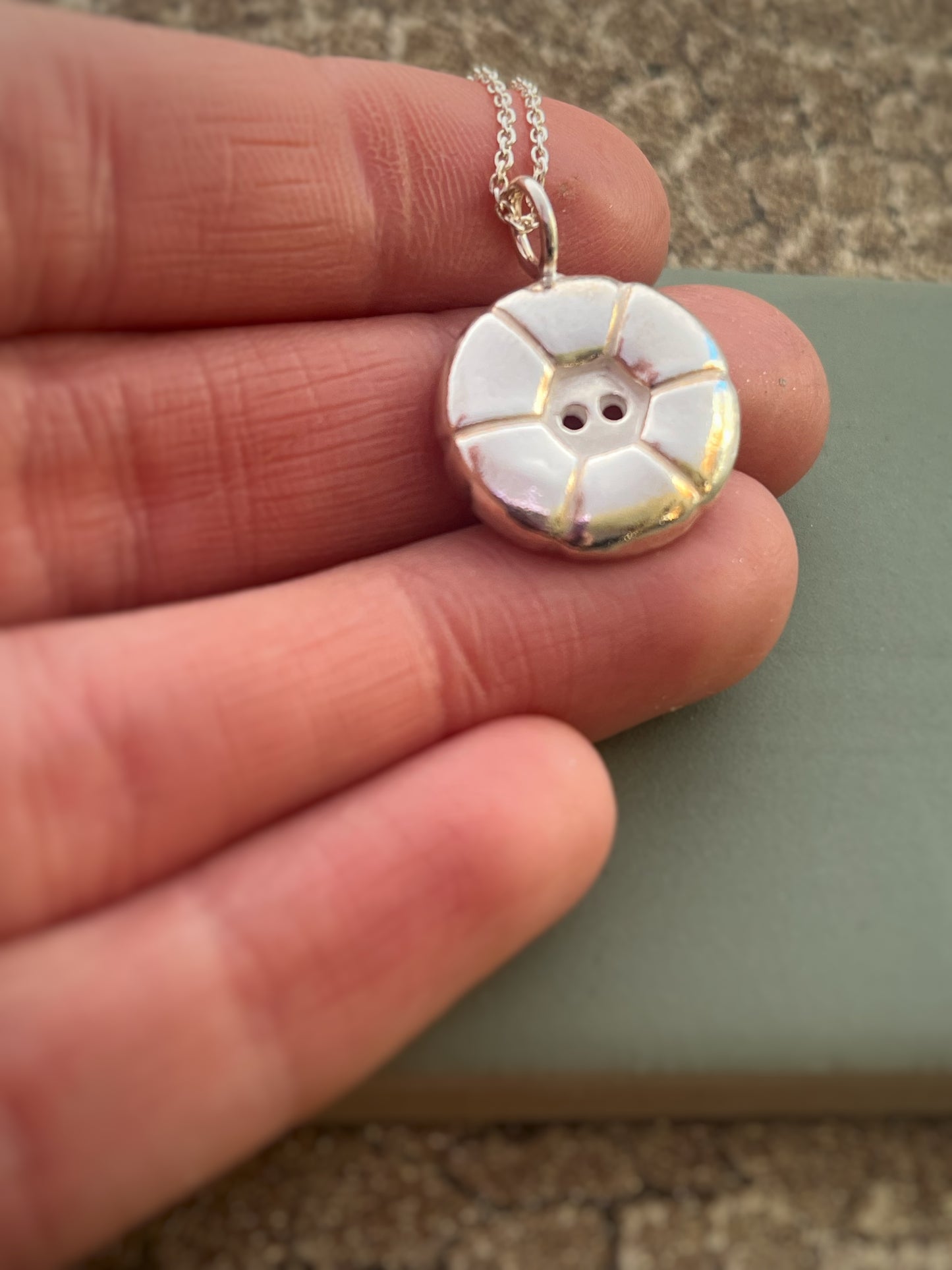 Button Fine silver pendant 1