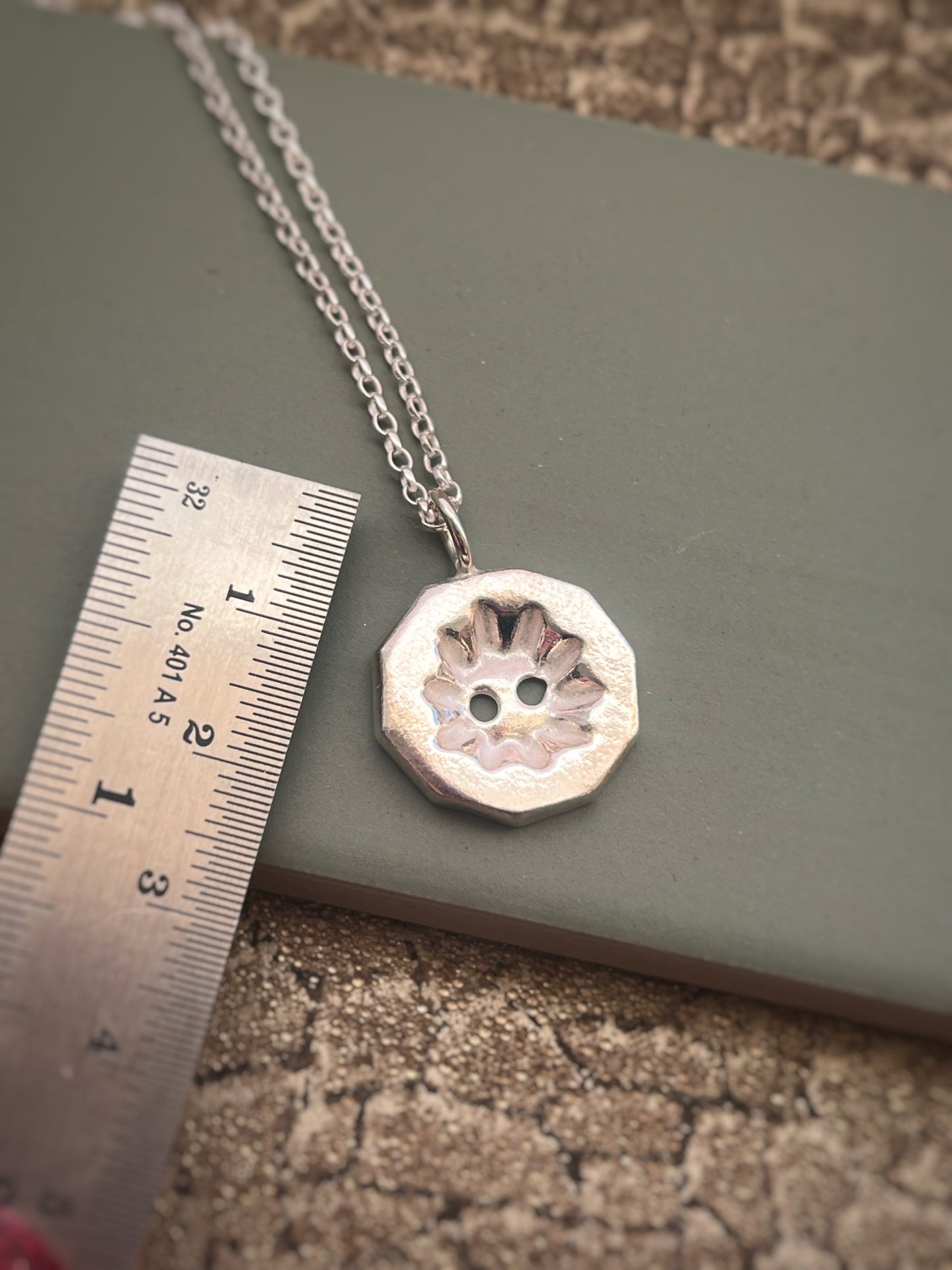 Button Fine silver pendant 2