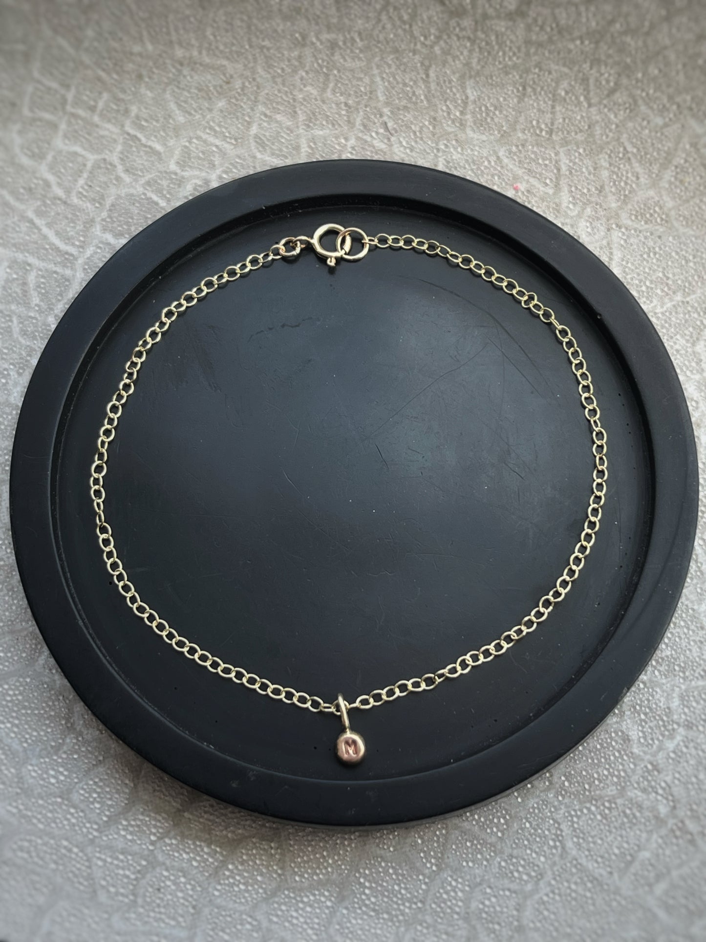 Solid 9ct gold tiny number bracelet, recycled personalised initial stacking handmade necklace