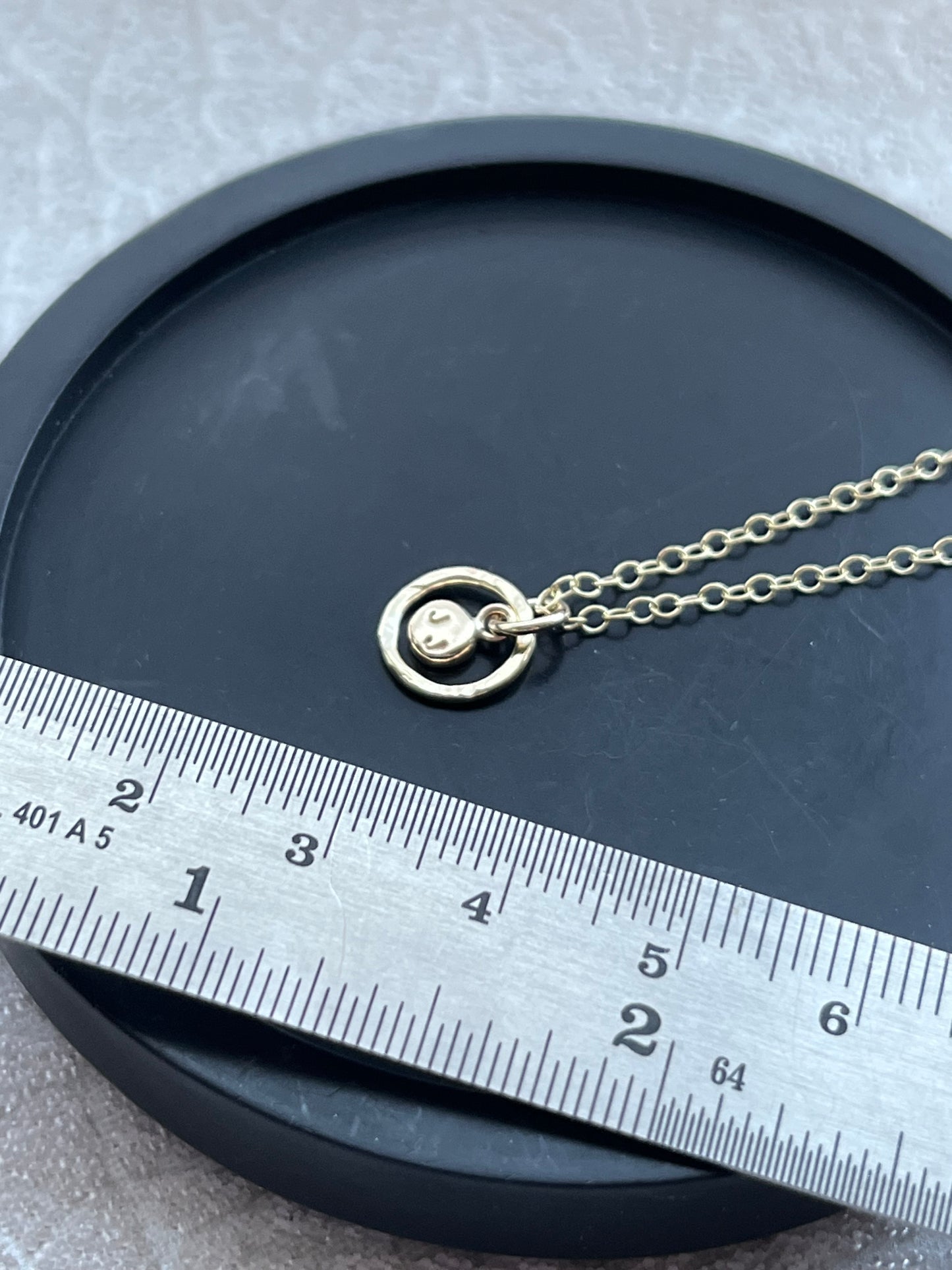 Solid 9ct gold tiny double letter pebble pendant, recycled personalised initial stacking handmade necklace
