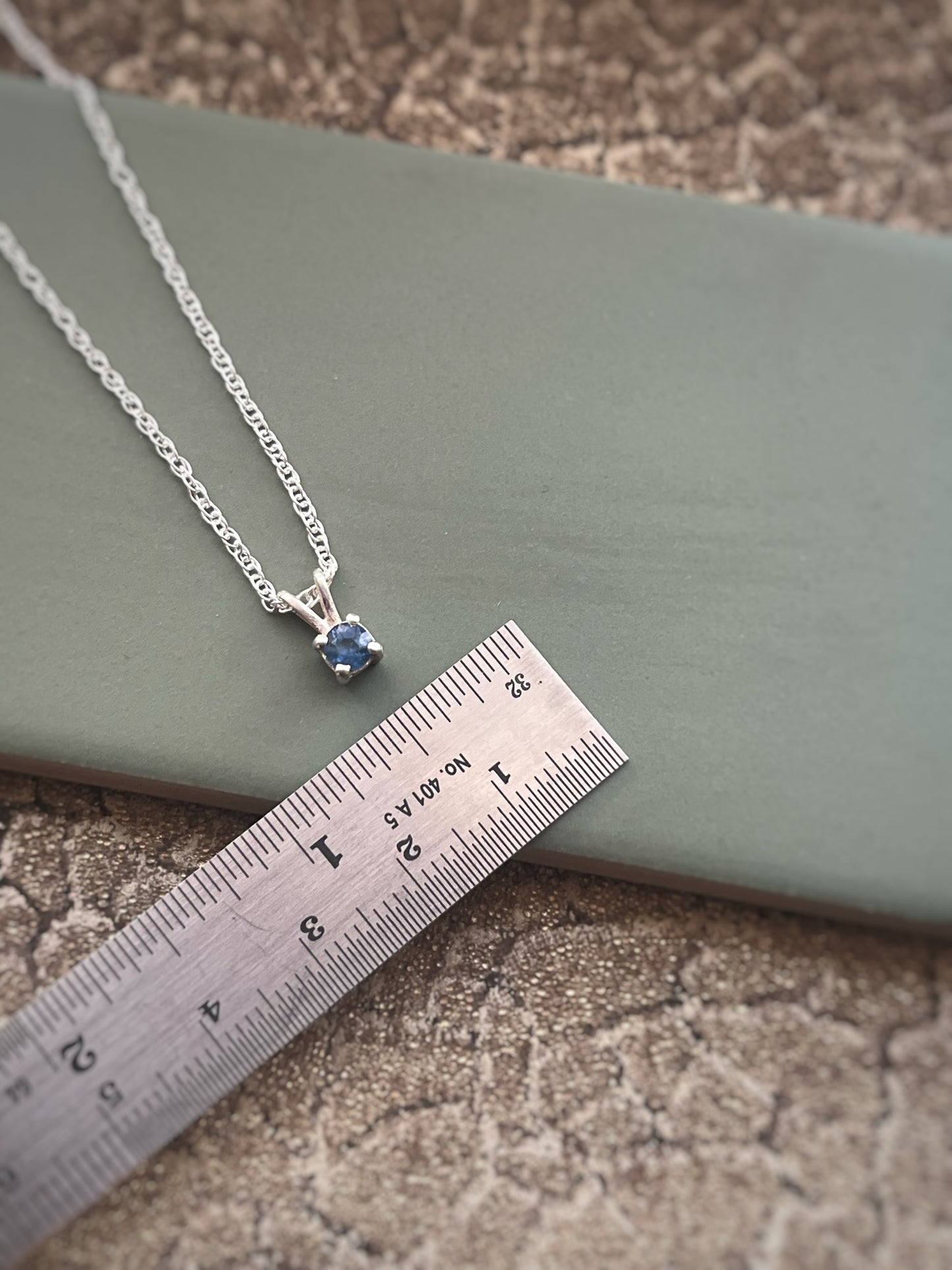 Blue Sapphire 4mm sterling silver pendant