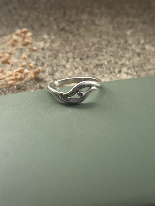 Amethyst and sterling silver swirl ring