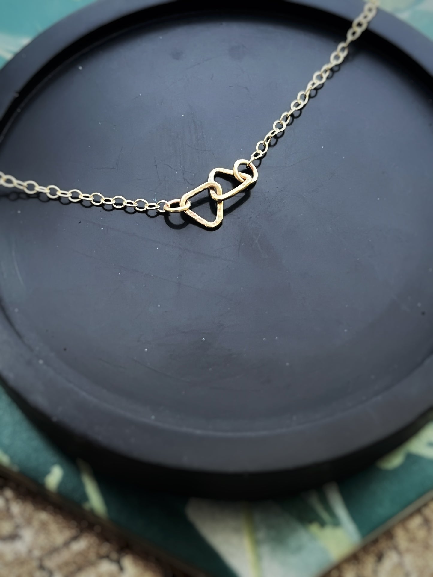 Solid 9ct yellow gold triangle necklace 18 inches