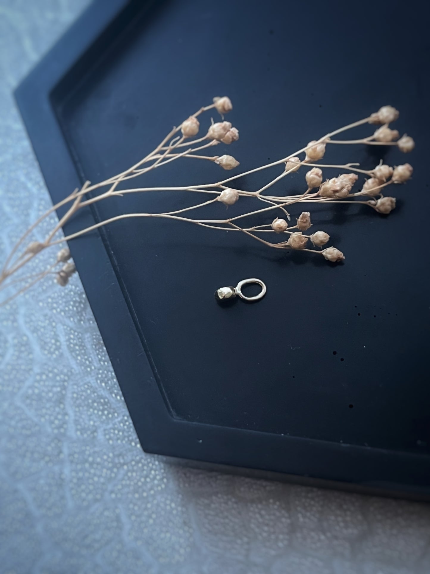 Solid 9ct gold tiny plain pebble pendant, recycled personalised stacking handmade necklace