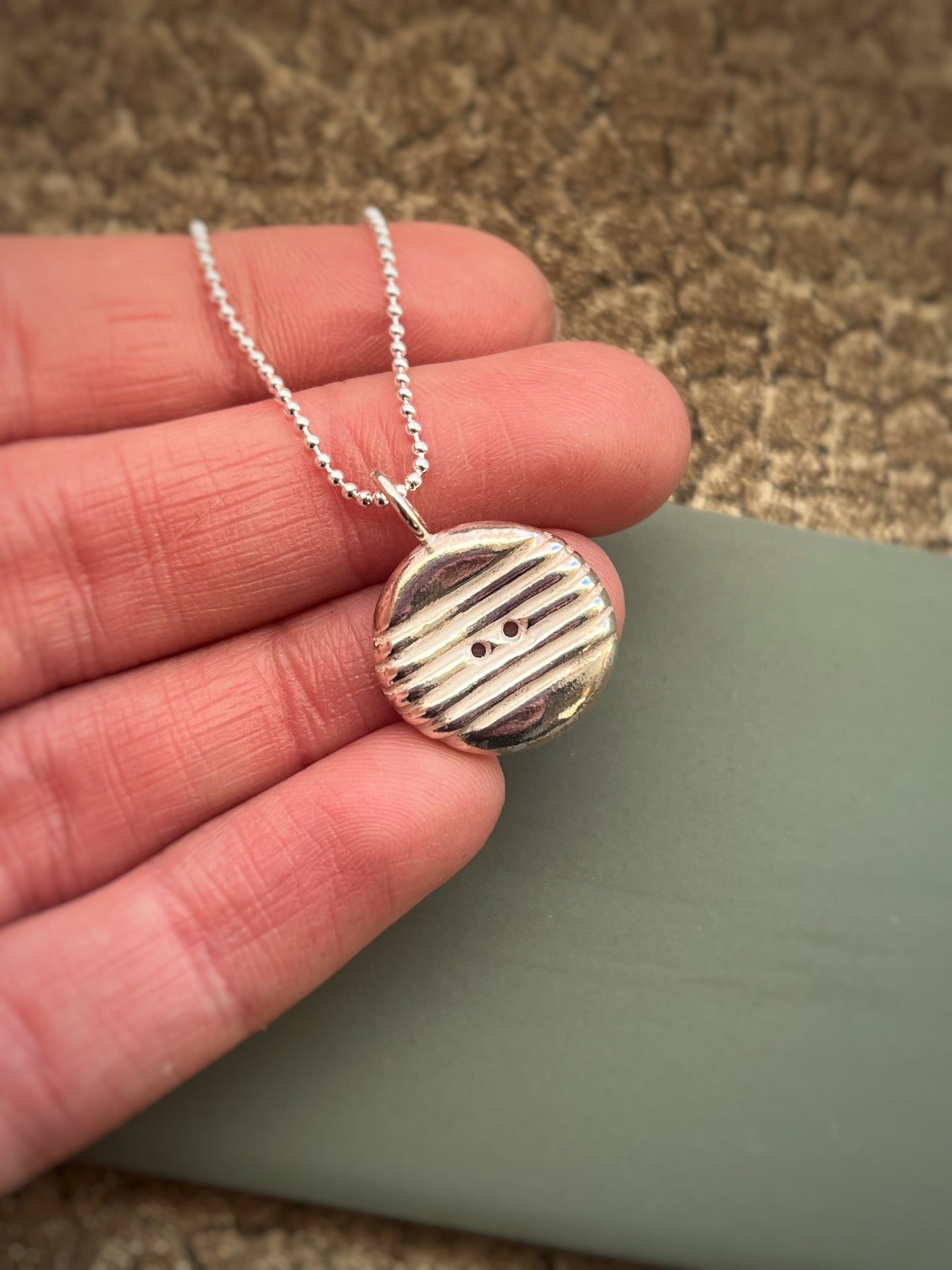 Button Fine silver pendant 3