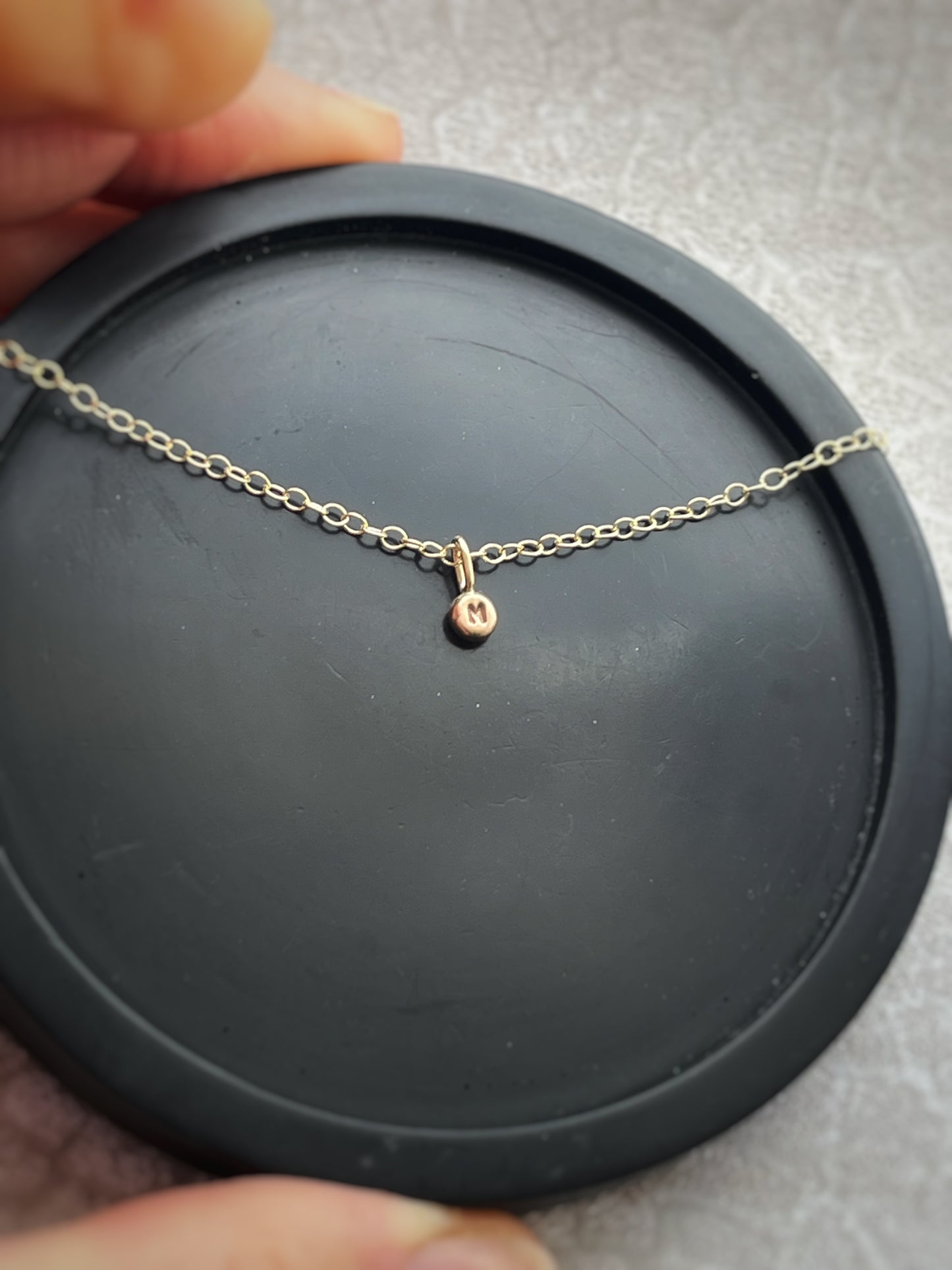 Solid 9ct gold tiny number bracelet, recycled personalised initial stacking handmade necklace