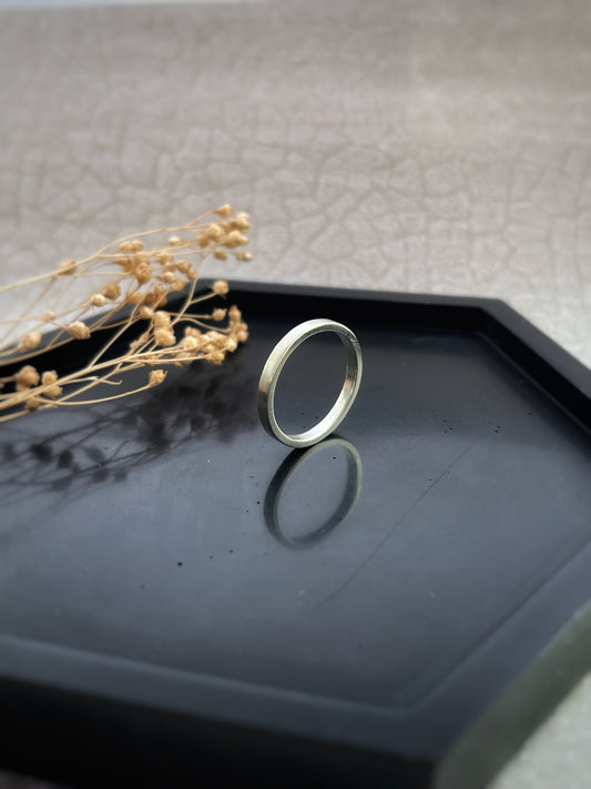 Solid 18ct White gold 2mm simple plain modern delicate recycled gold flat band ring