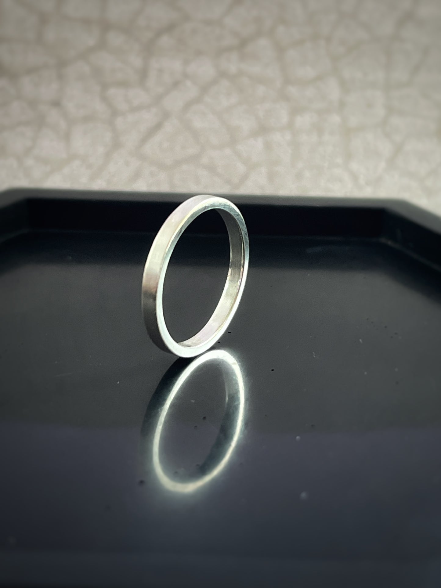 Solid 18ct White gold 2mm simple plain modern delicate recycled gold flat band ring