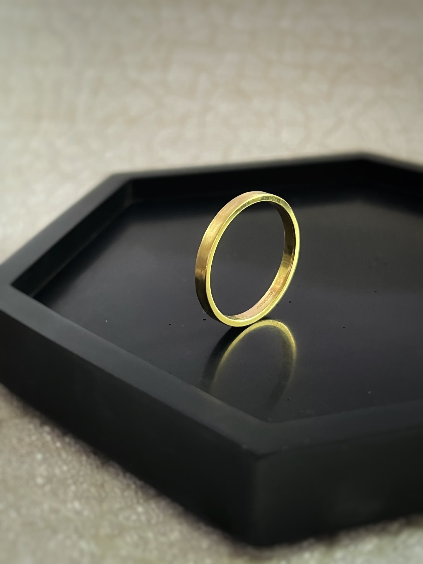 Solid 18ct yellow gold 2mm simple plain modern delicate recycled gold flat band ring