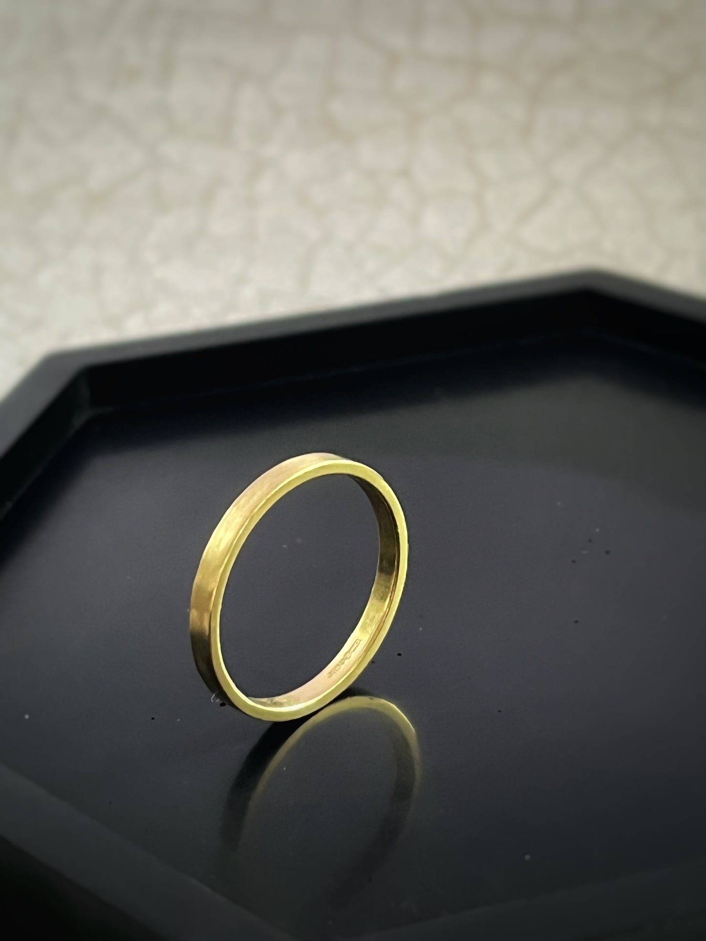 Solid 18ct yellow gold 2mm simple plain modern delicate recycled gold flat band ring