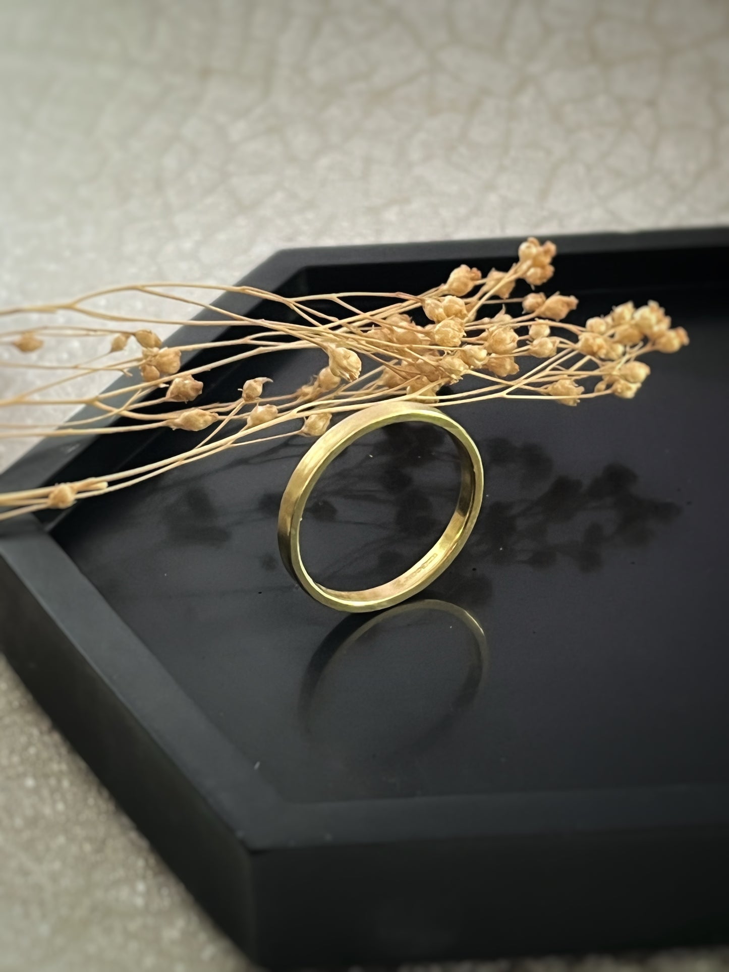 Solid 18ct yellow gold 2mm simple plain modern delicate recycled gold flat band ring