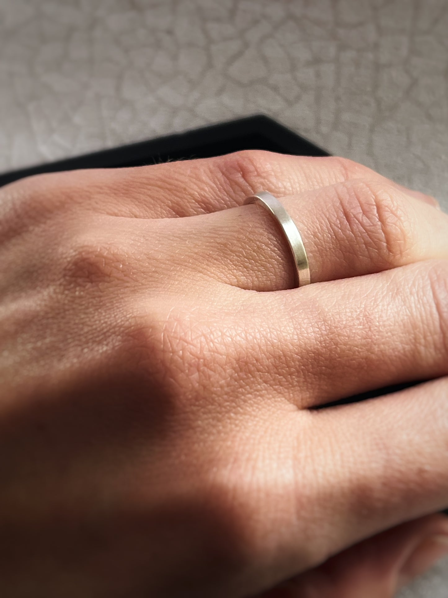 Solid 18ct White gold 2mm simple plain modern delicate recycled gold flat band ring