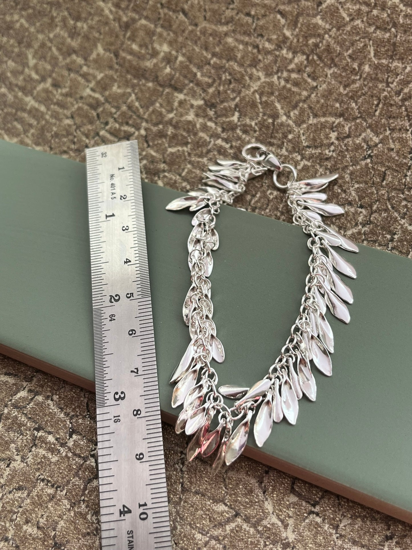 Multi leaf sterling silver bracelet