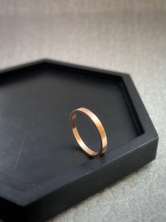 Solid 18ct Rose gold 2mm simple plain modern delicate recycled gold flat band ring