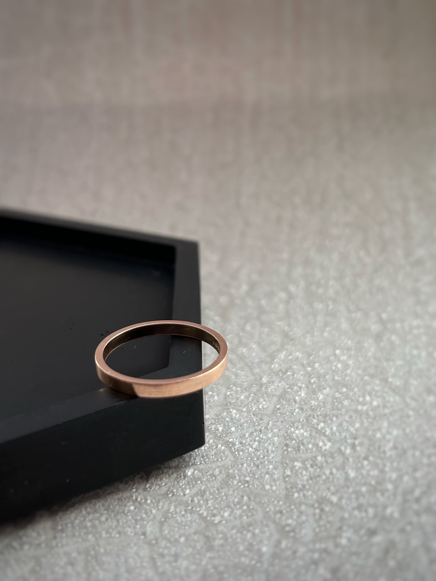 Solid 18ct Rose gold 2mm simple plain modern delicate recycled gold flat band ring