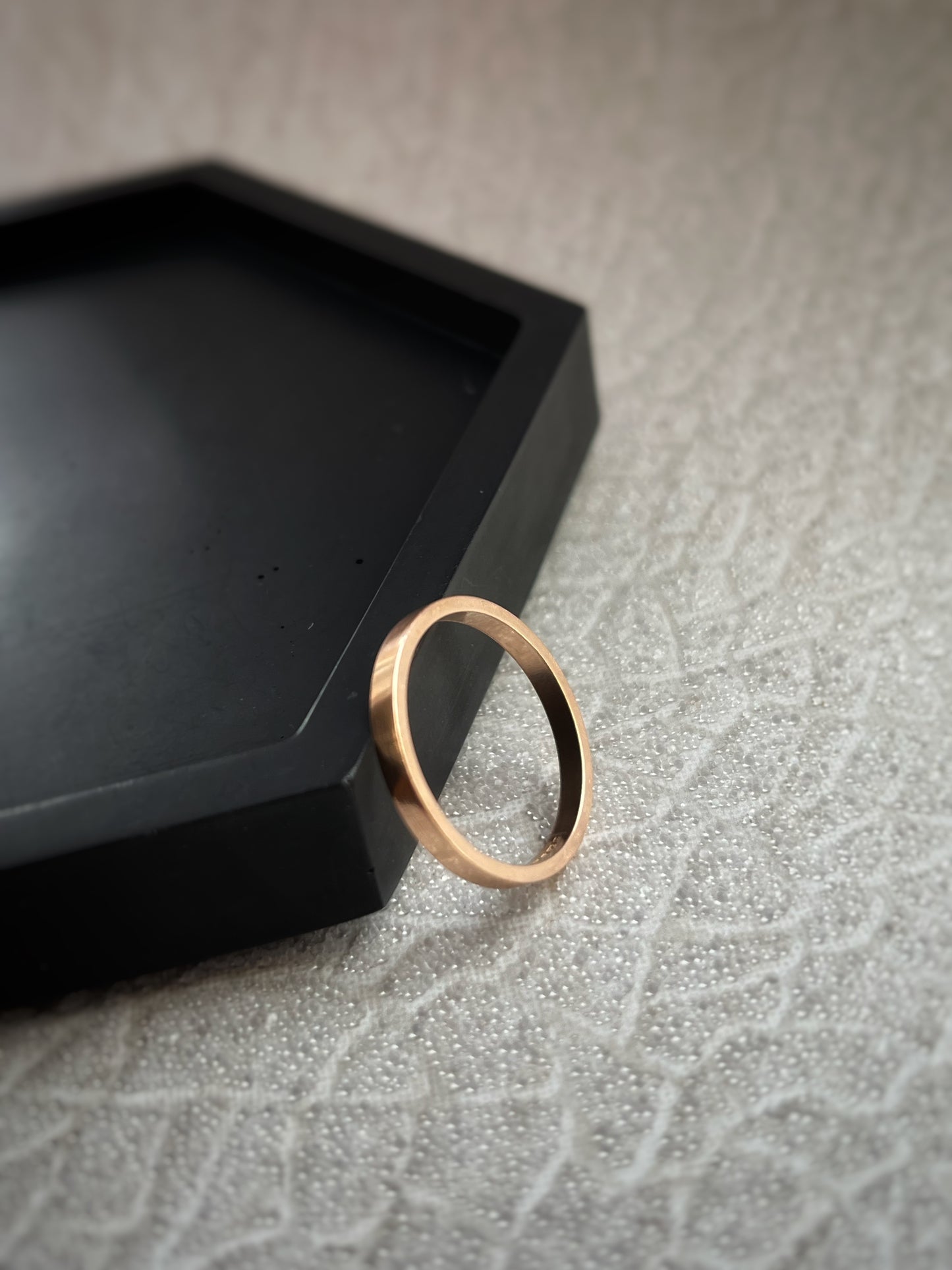 Solid 18ct Rose gold 2mm simple plain modern delicate recycled gold flat band ring