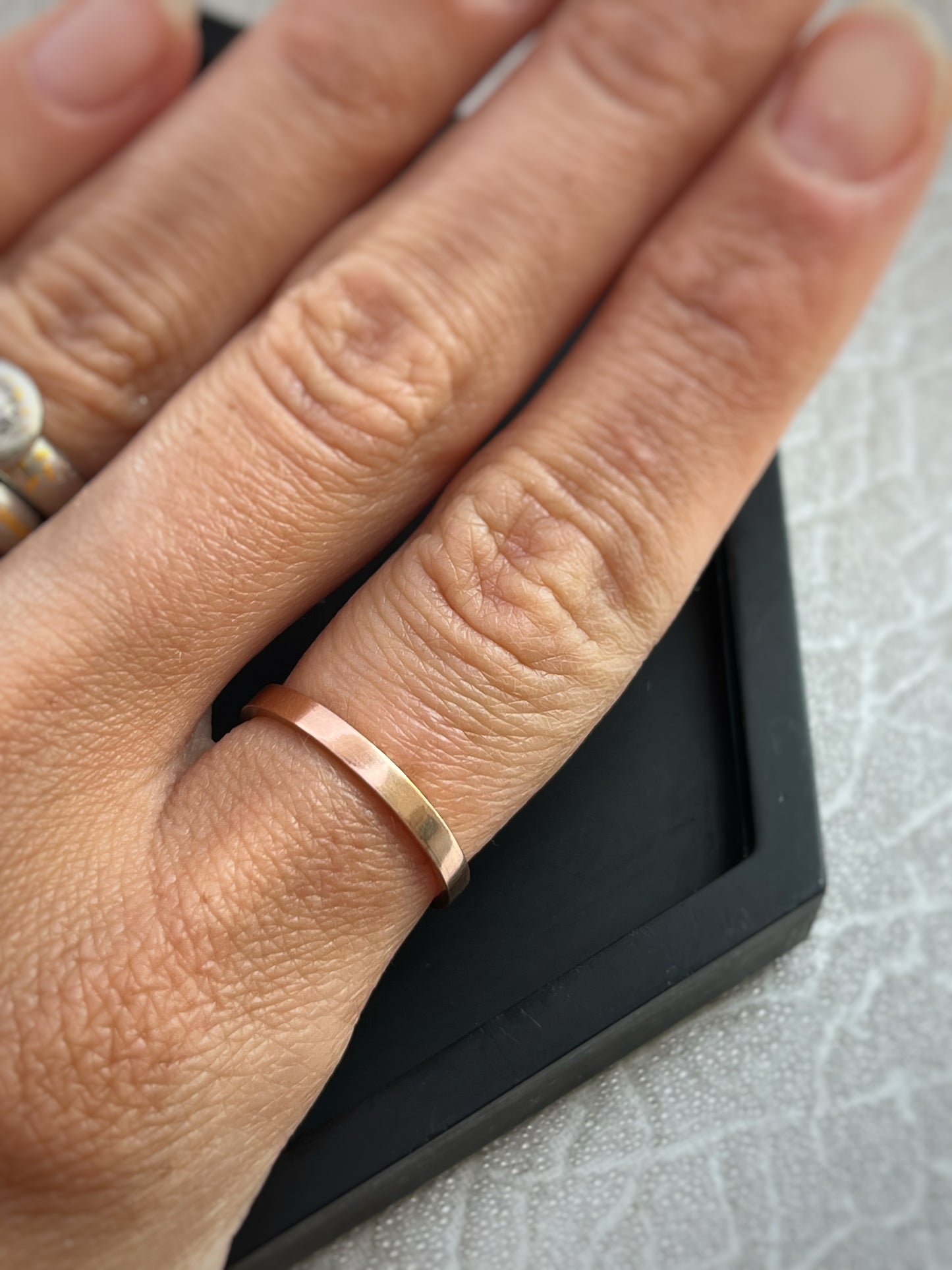 Solid 18ct Rose gold 2mm simple plain modern delicate recycled gold flat band ring