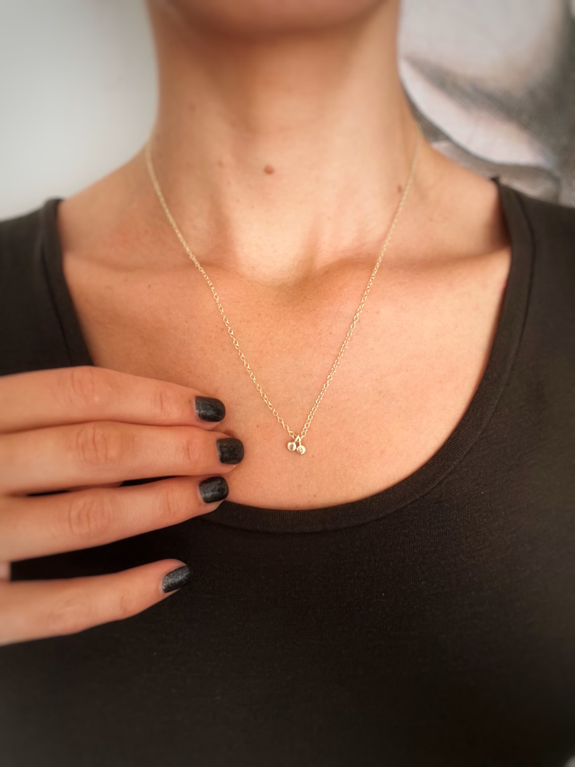 Solid 9ct gold 2 tiny letter pebble pendant,recycled personalised initial stacking necklace
