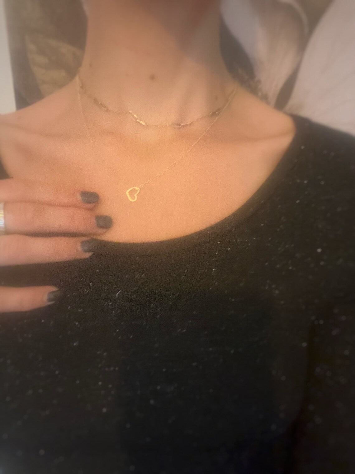Solid 9ct gold hammered heart pendant, textured handmade tree bark necklace