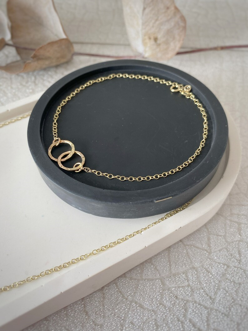 Solid 9ct gold hammered yellow gold hoop bracelet- 7.5 Inches long