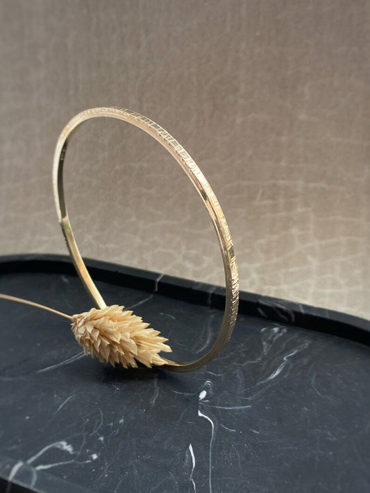 Solid 9ct gold,  handmade hammered tree bark textured stacking bangle