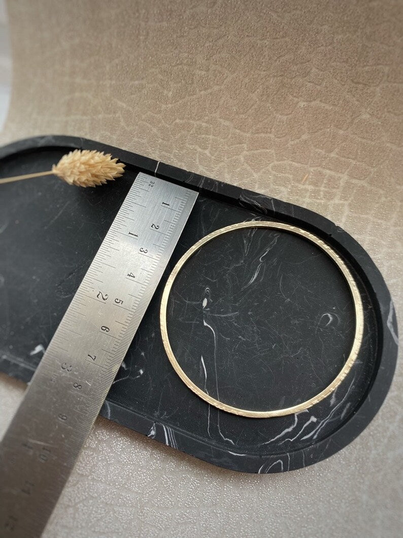 Solid 9ct gold, set of 2 handmade hammered tree bark textured stacking bangle