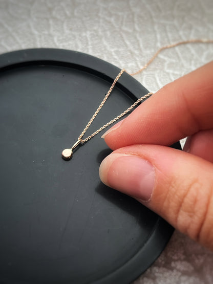 Solid 9ct Rose gold tiny plain pebble pendant, recycled personalised minimal stacking handmade necklace