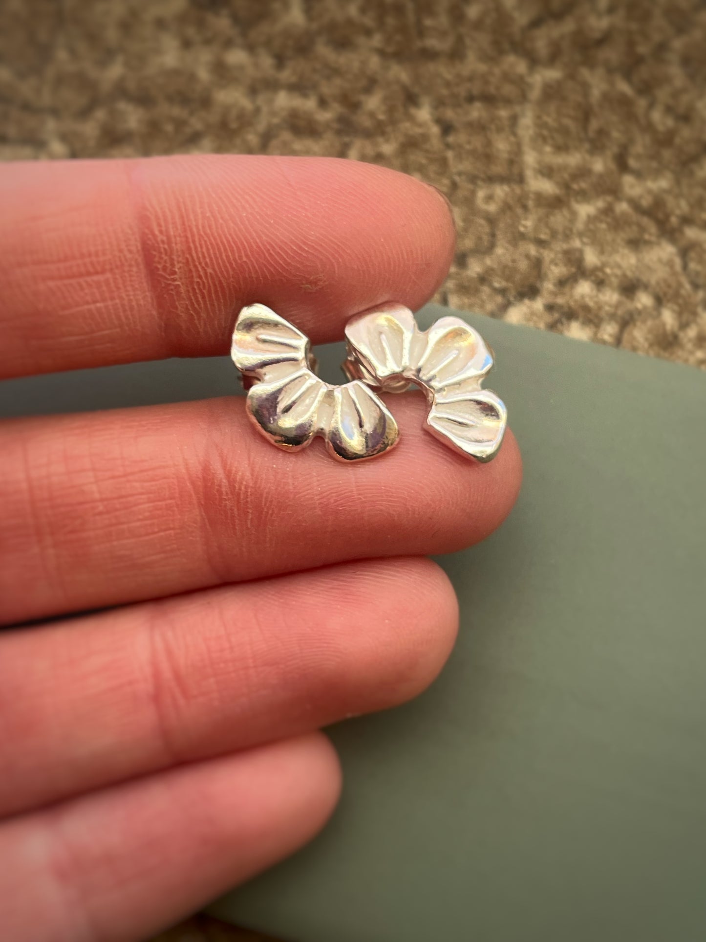 Floral fine silver earrings