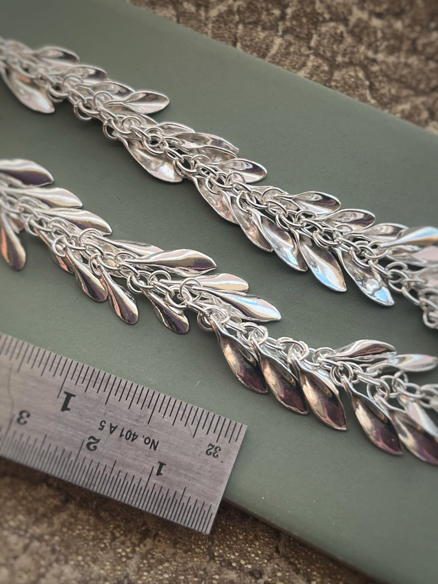 Multiple leaf statement sterling silver necklace