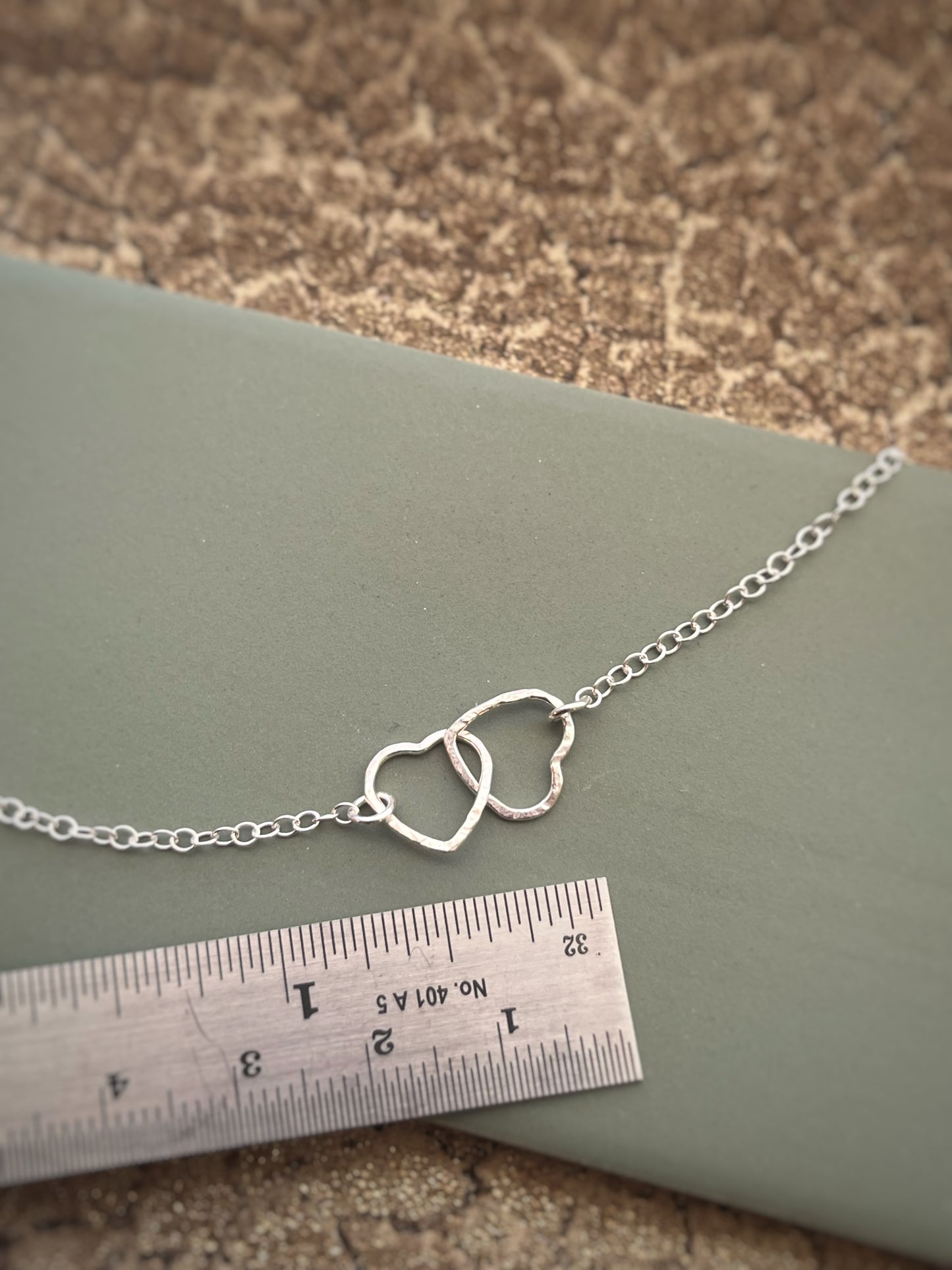 Hammered heart sterling silver necklace