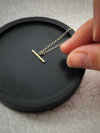 Solid 9ct yellow recycled gold hammered watch bar inspired charm pendant 15mm