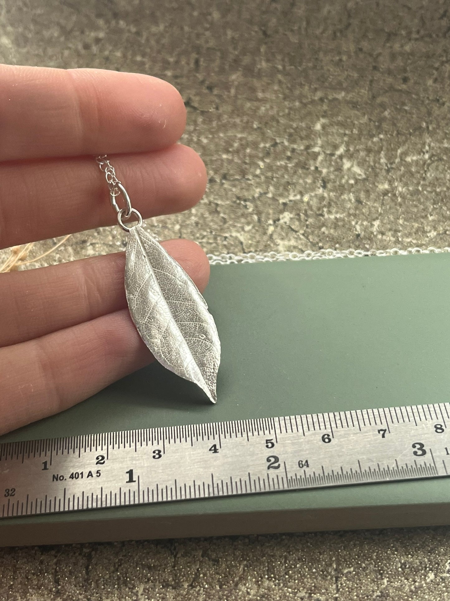 Fine silver leaf pendant