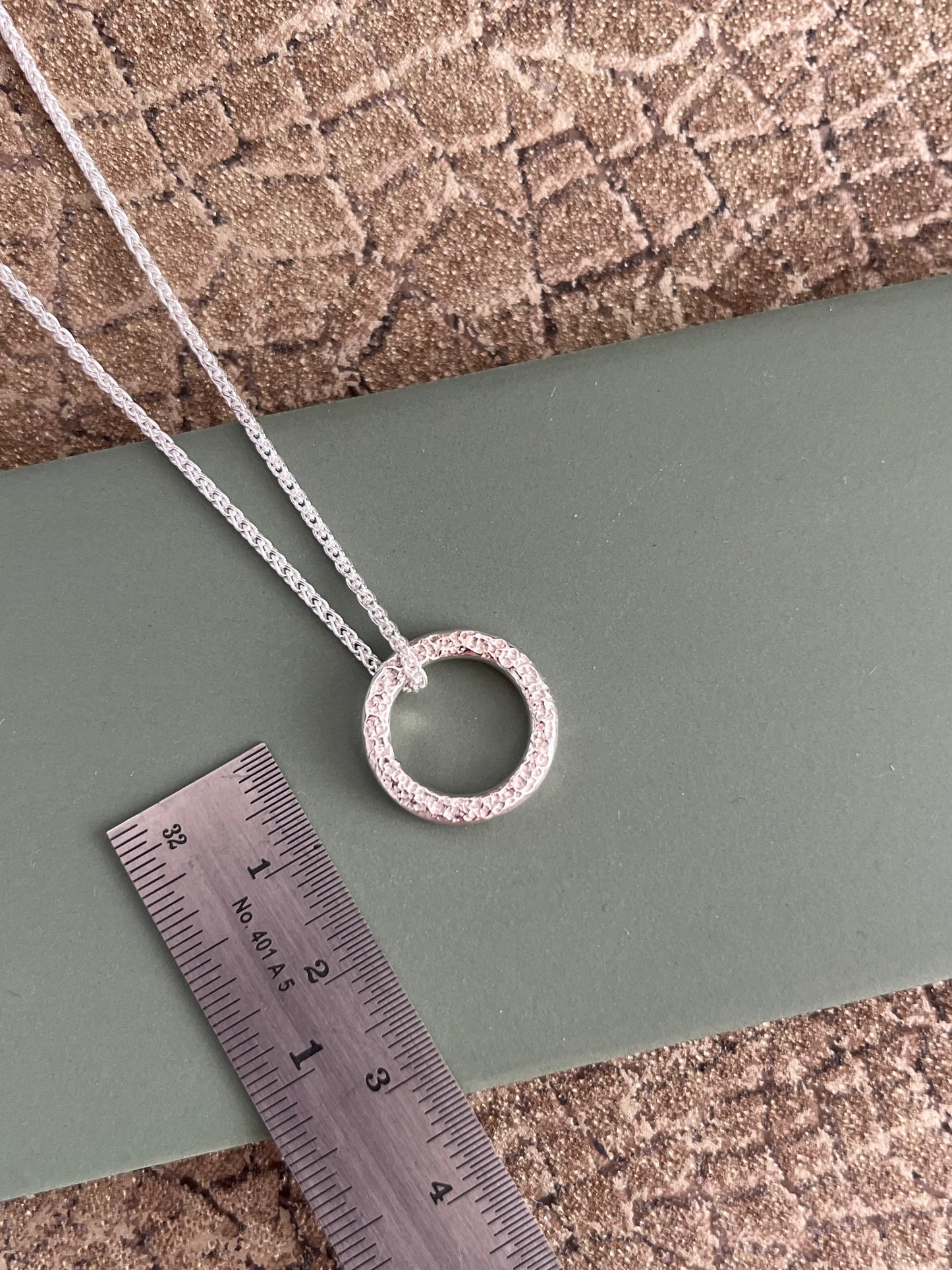 Sterling silver chunky dimpled hoop pendant 16mm