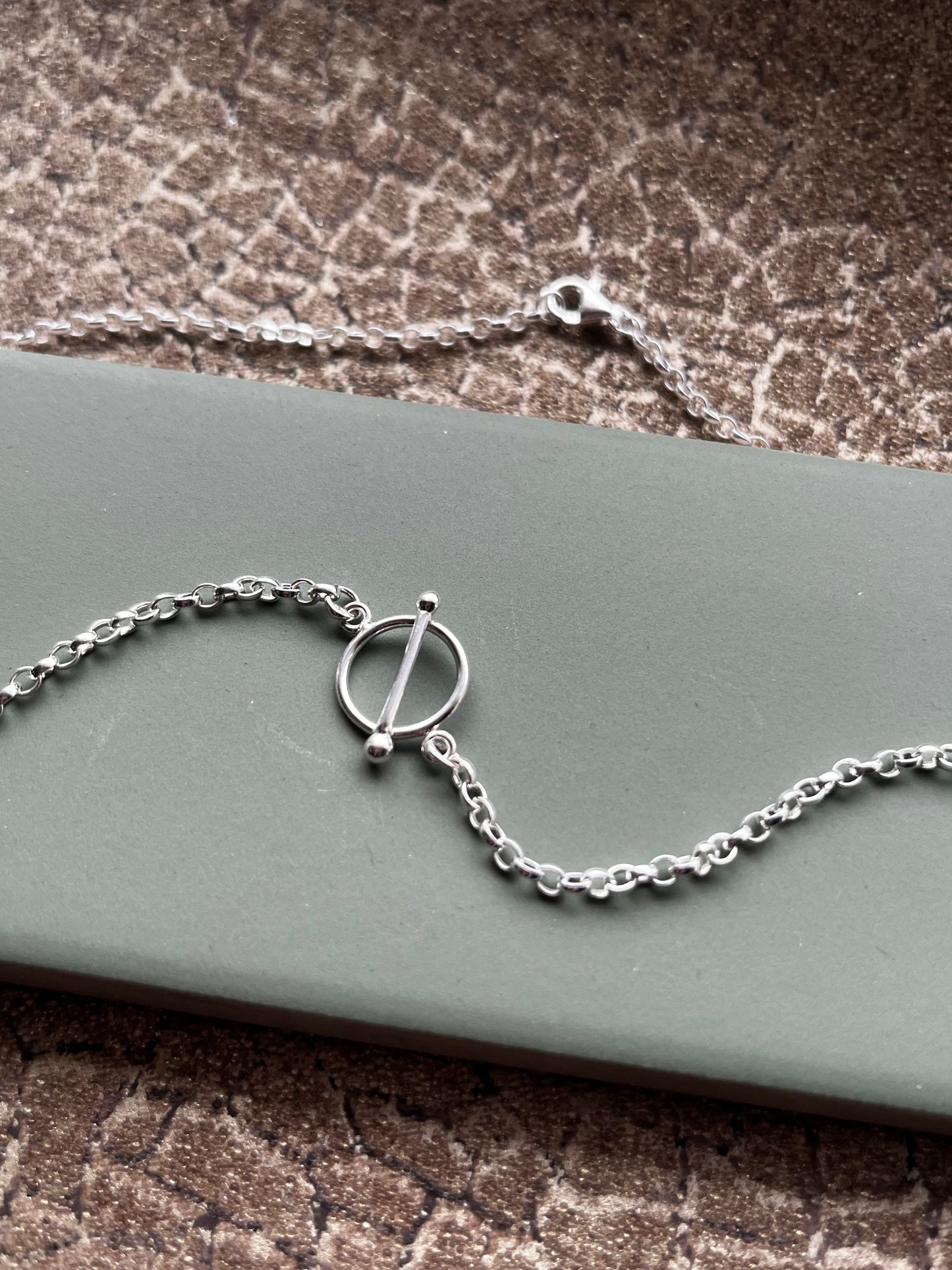 Sterling silver T bar necklace