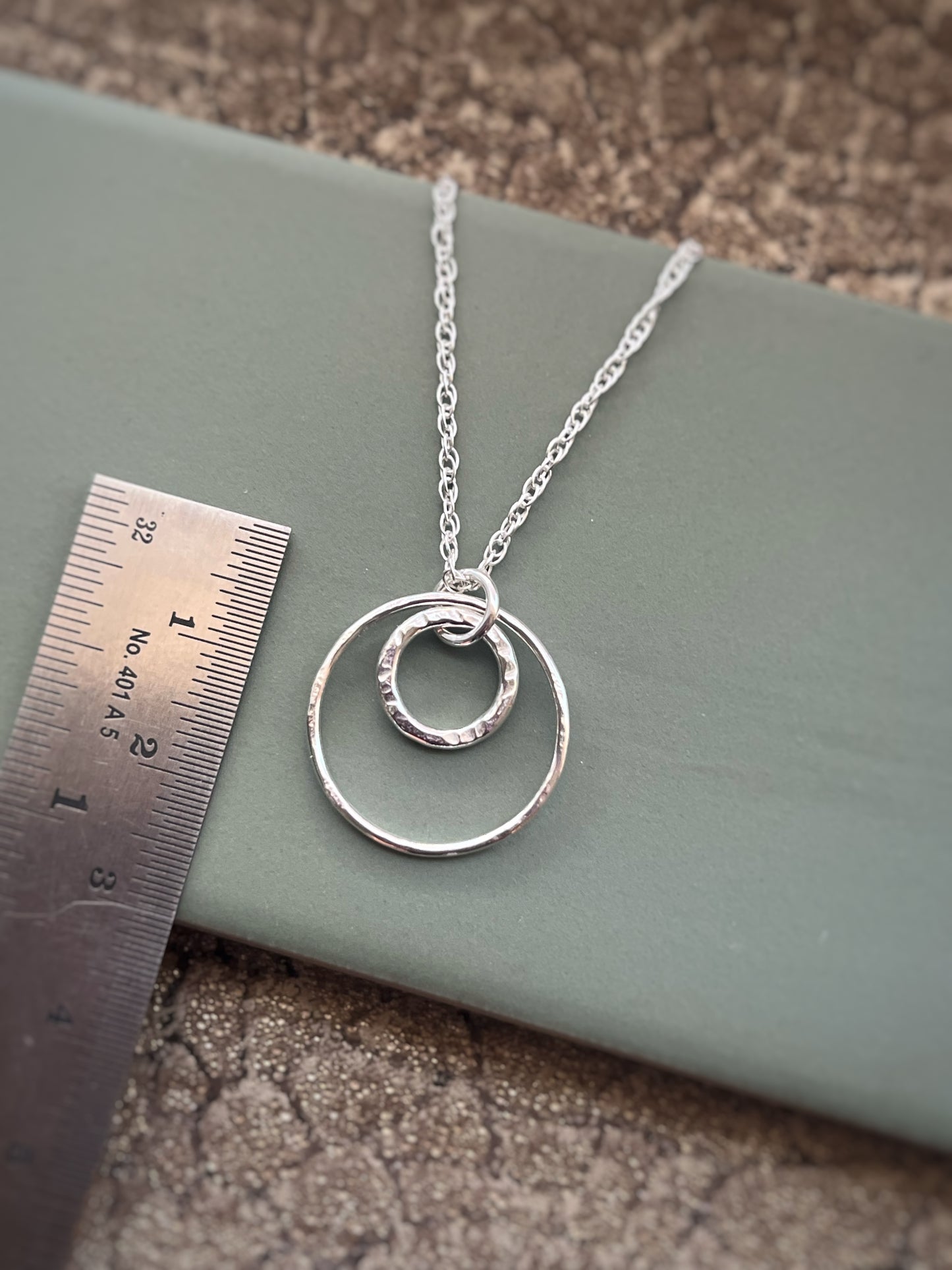 Sterling silver hoop pendant & hammered hoop 10mm & 20mm