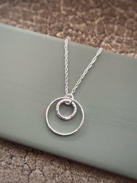 Sterling silver hoop pendant & hammered hoop 10mm & 20mm