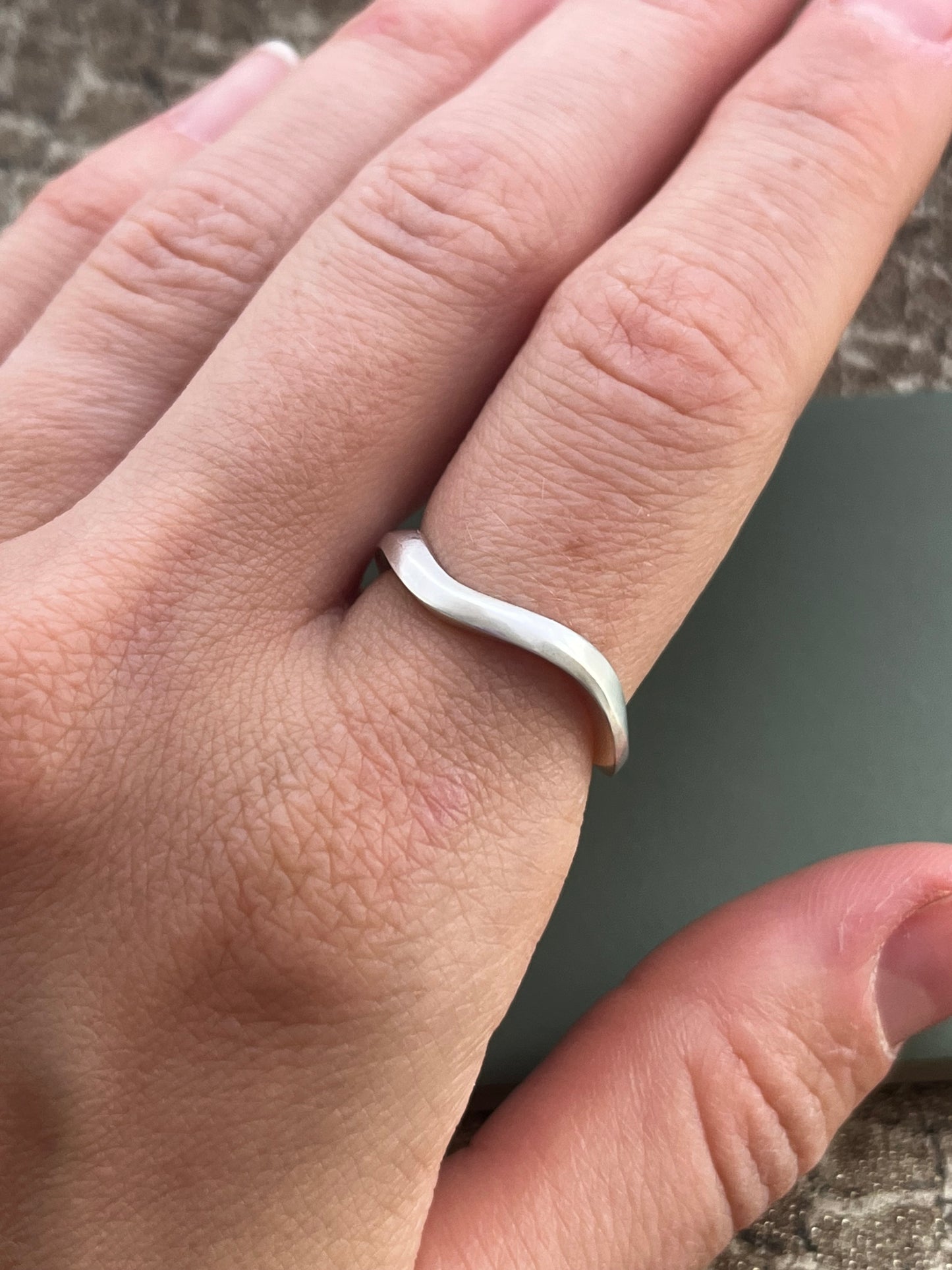 Wave sterling silver ring size Q