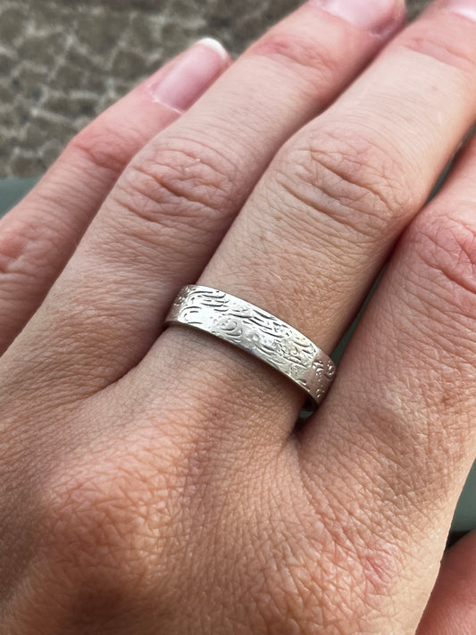 Textured sand sterling silver band ring size Q
