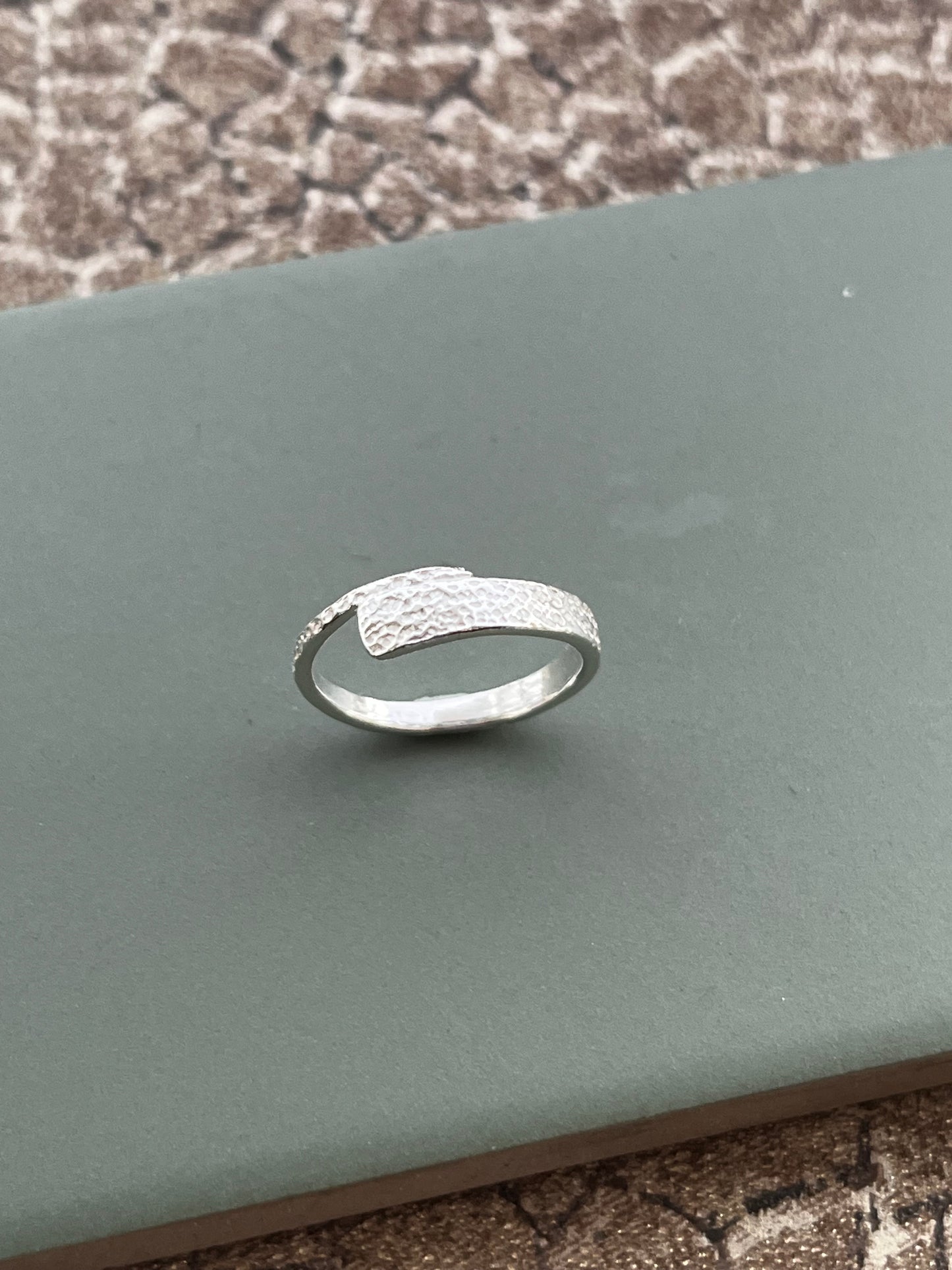 Sand Textured sterling silver pinky ring size H 1/2