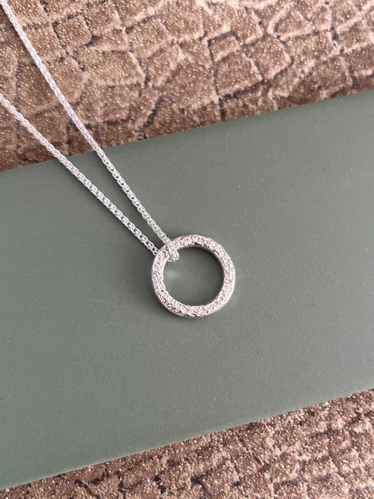 Sterling silver chunky dimpled hoop pendant 16mm