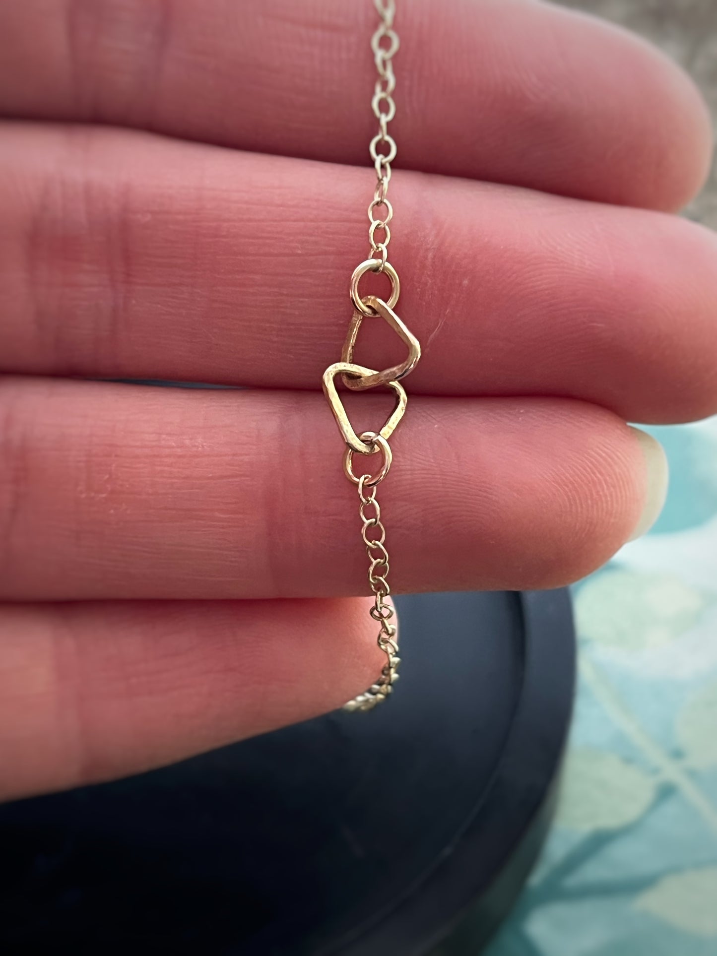 Solid 9ct yellow gold triangle necklace 18 inches