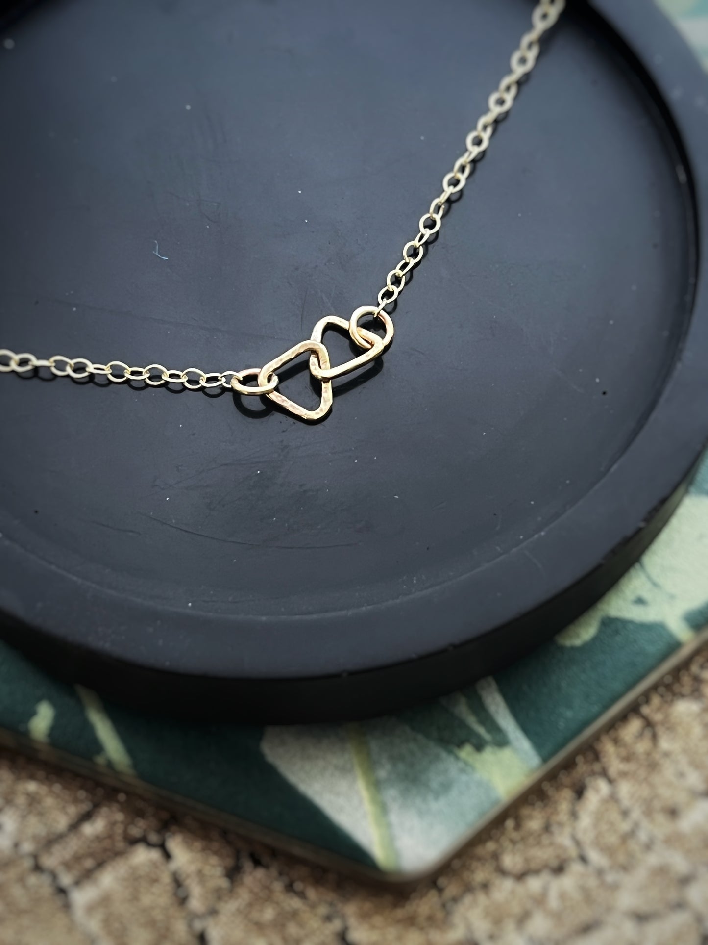 Solid 9ct yellow gold triangle necklace 18 inches