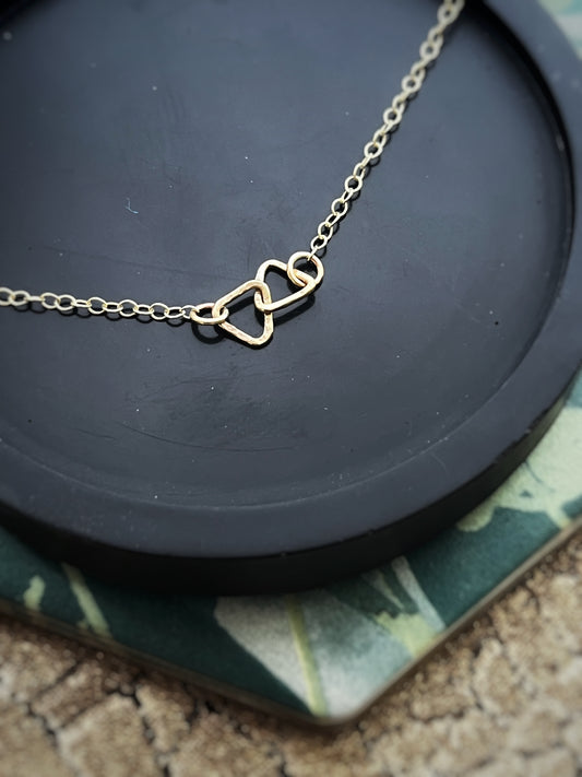 Solid 9ct yellow gold triangle necklace 18 inches