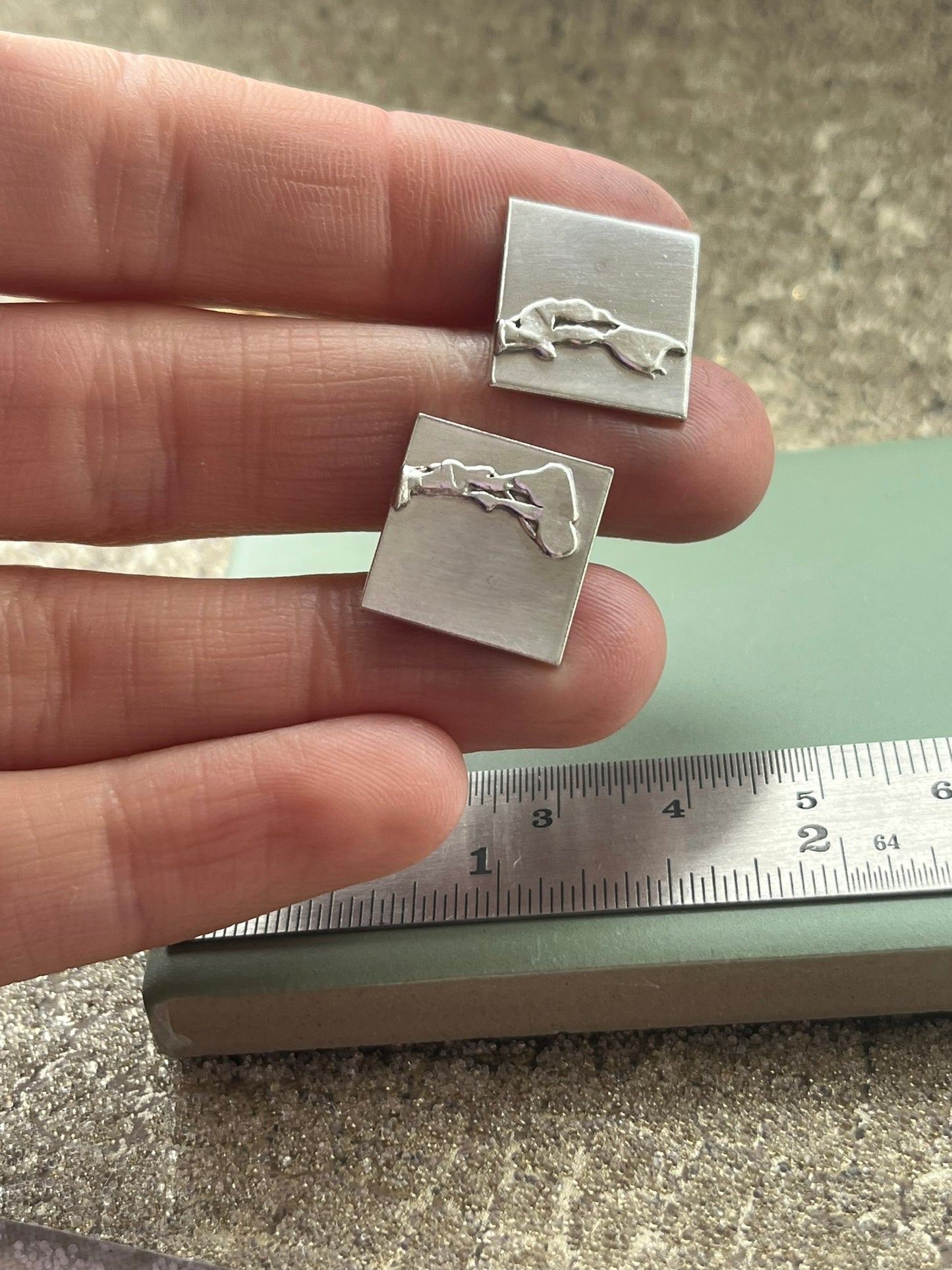 Coast inspired seaweed square sterling silver cufflinks