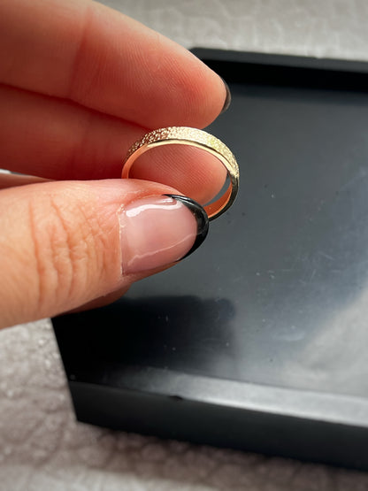 Solid 9ct yellow gold 3mm coastal beach sand delicate recycled gold flat band ring