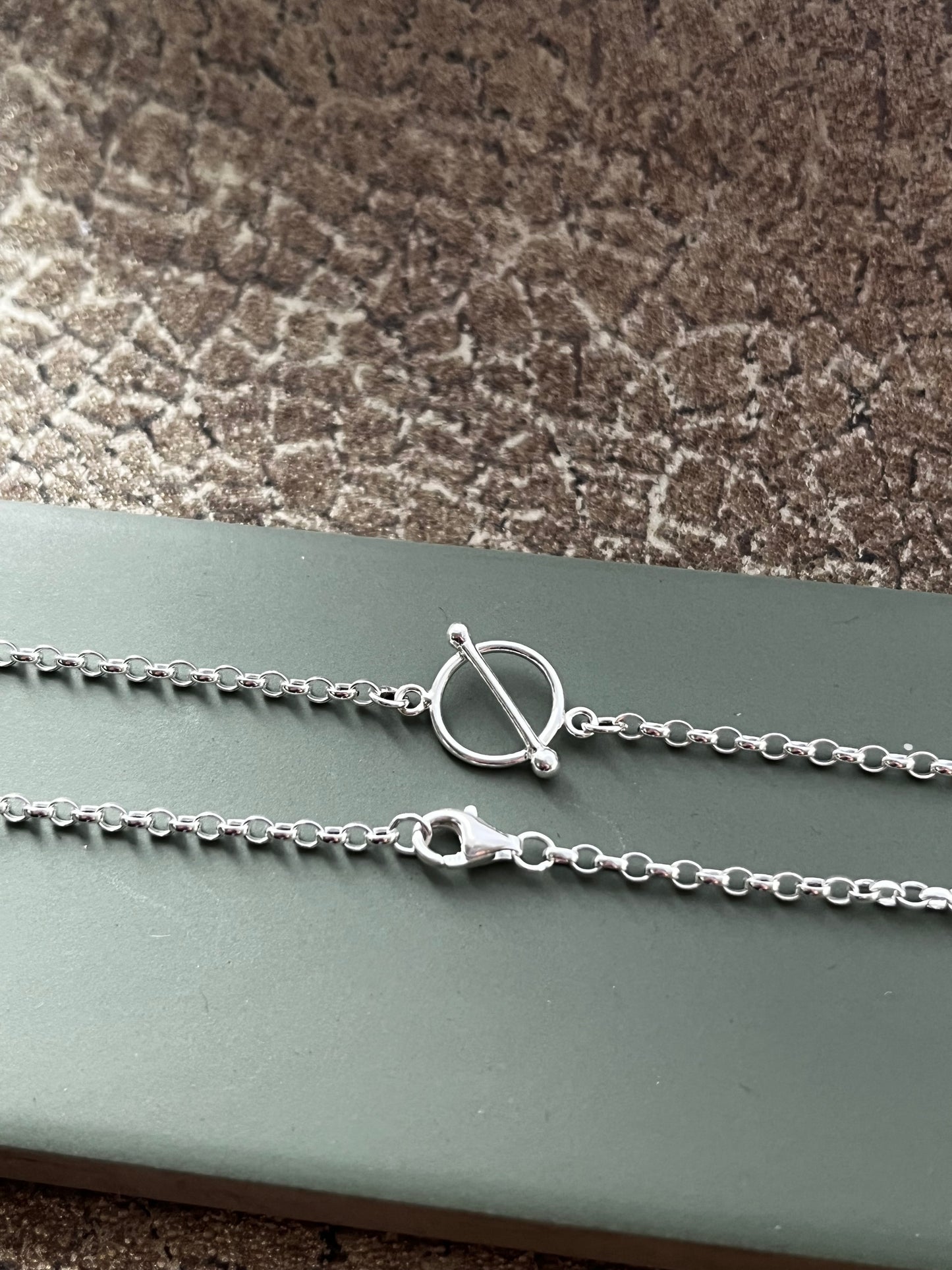 Sterling silver T bar necklace