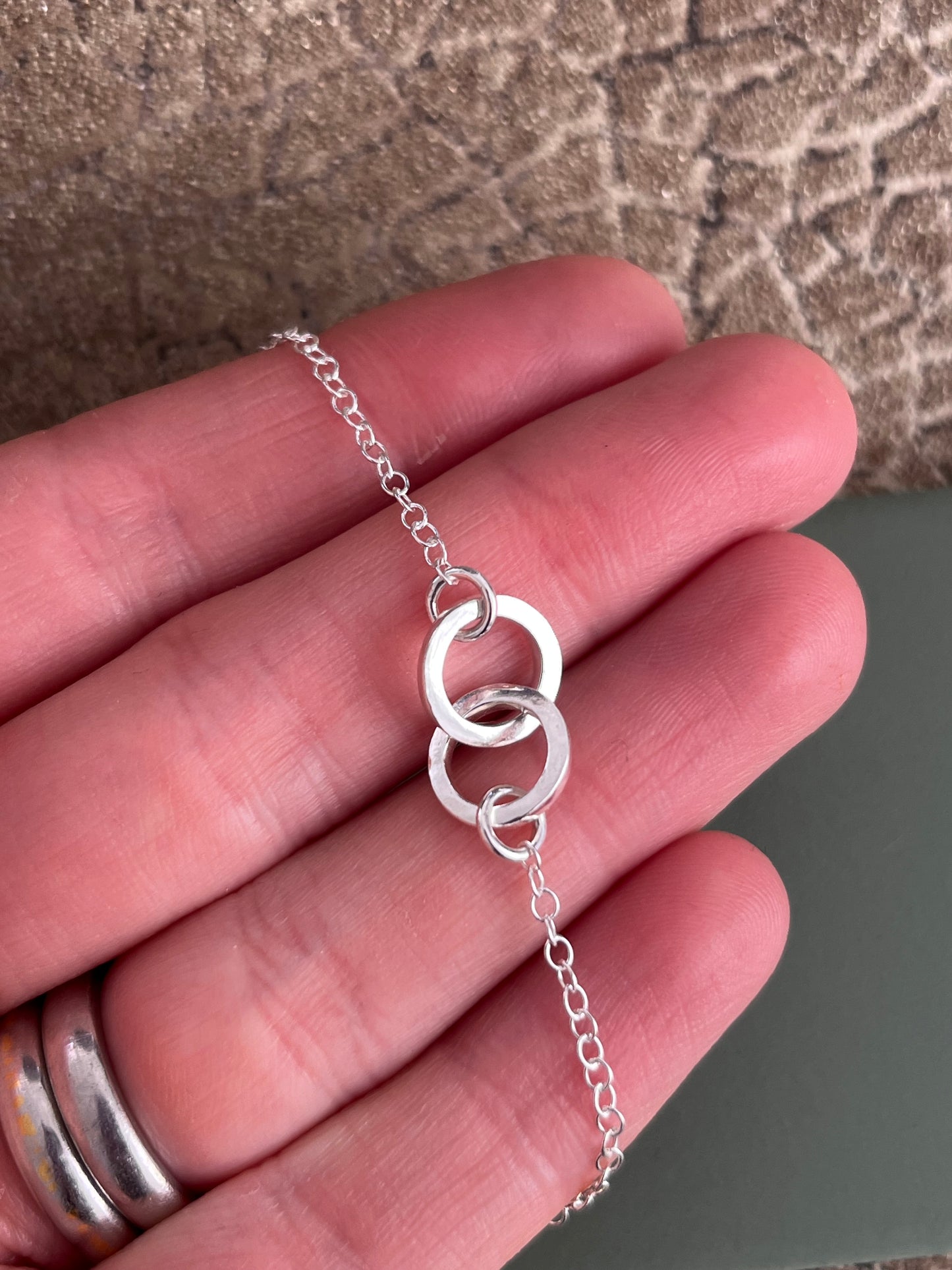 Sterling silver little interlocking hoop necklace