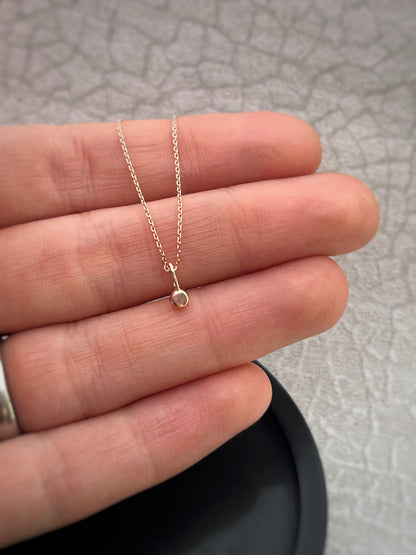 Solid 9ct Rose gold tiny plain pebble pendant, recycled personalised minimal stacking handmade necklace
