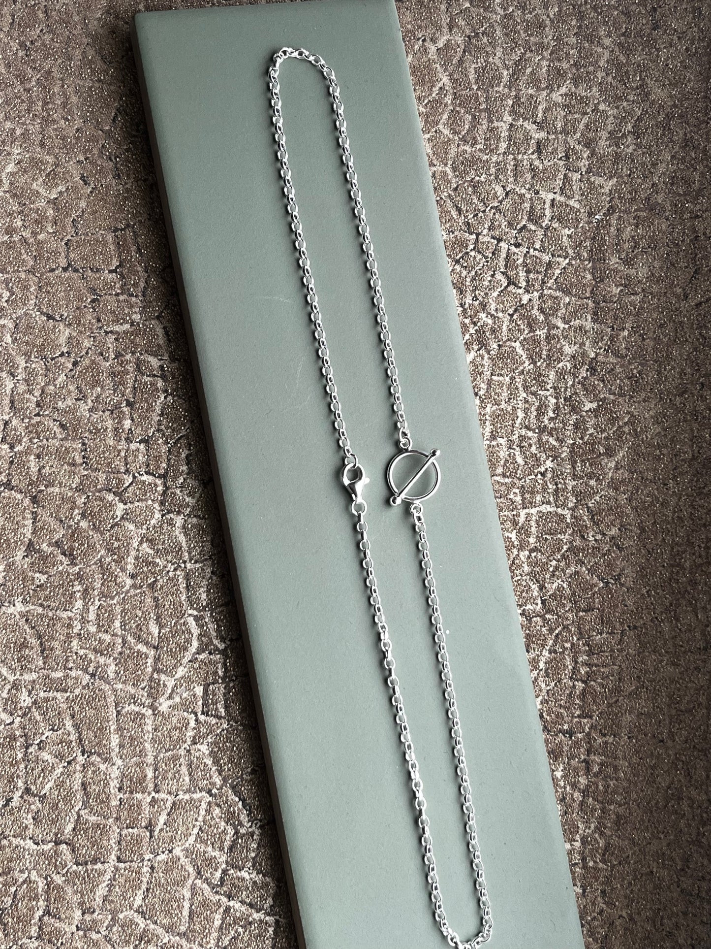 Sterling silver T bar necklace