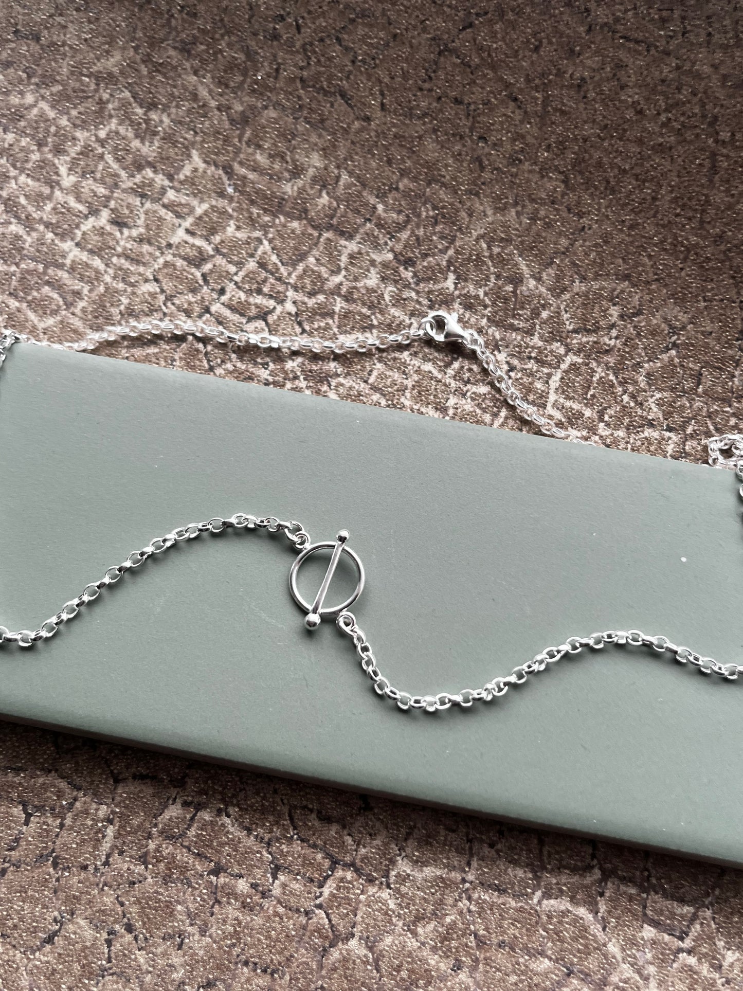 Sterling silver T bar necklace